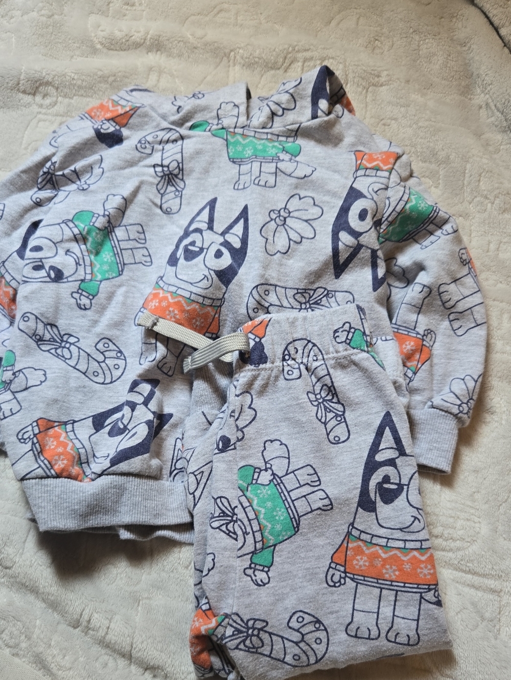 Kids Grey Holiday Dog Print Hoodie & Joggers Set - Unbranded